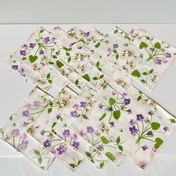 Vintage Vera Neumann Floral Napkin Cotton Linens Set Vintage MCM Flower 70s 60s - Picture 6 of 15